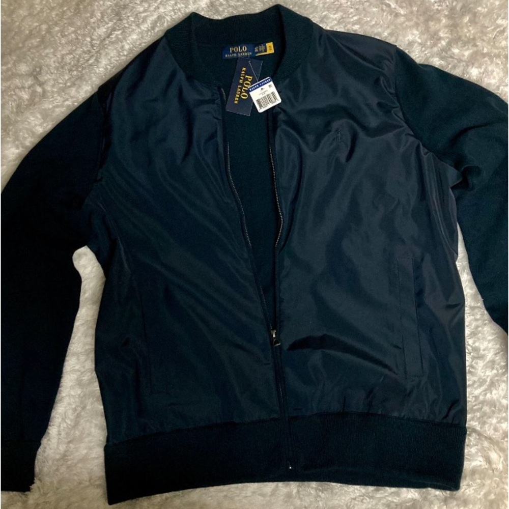Ralph Lauren Navy Blue Heavy Pima Knit Combo Mens Performance Jacket Mens XL